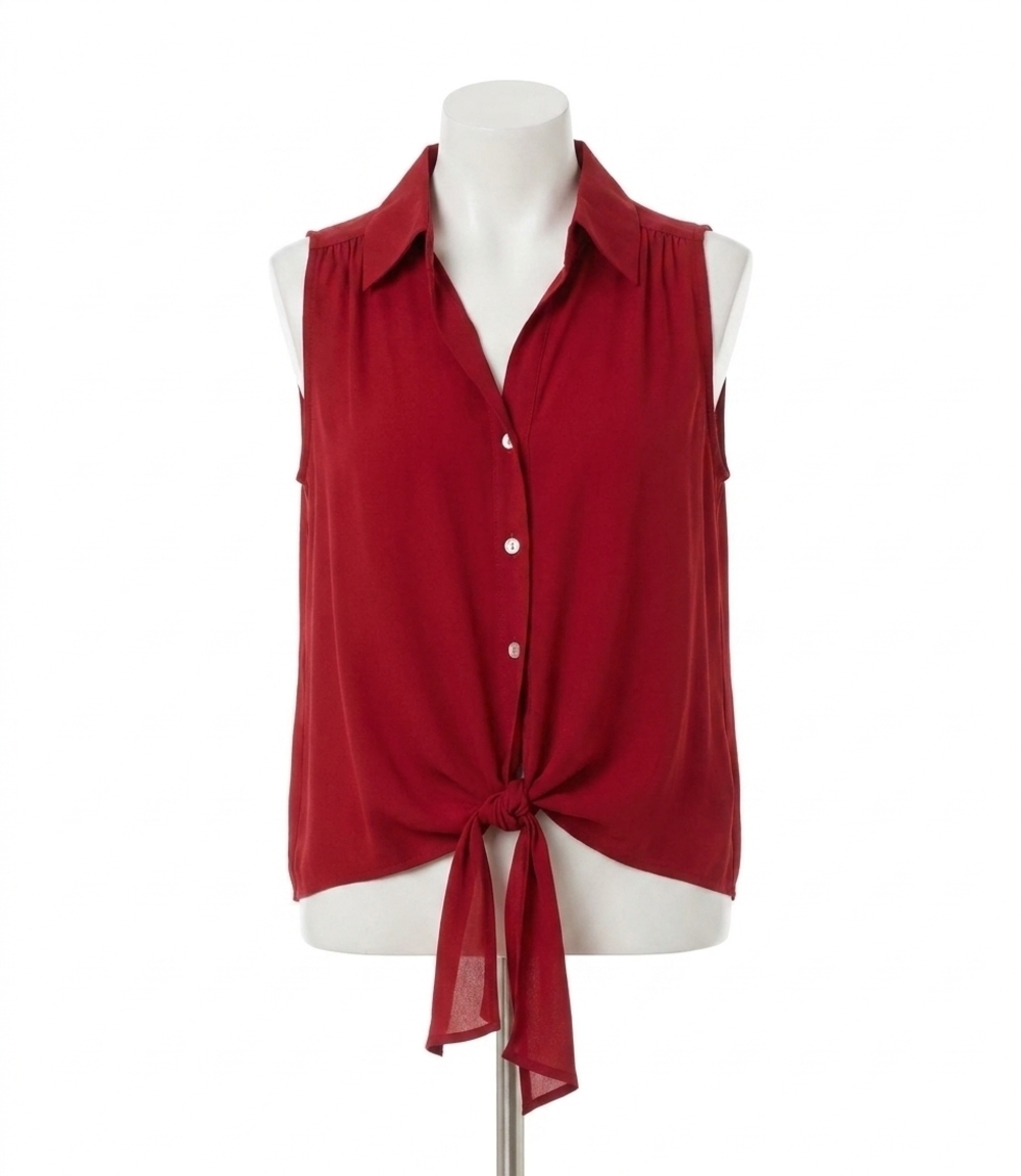 NEW KAREN KANE selestine sleeveless tie front top in red